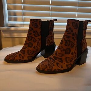Vince Camuto Brown Leopard Ankle Booties